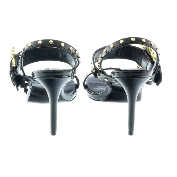 Versace Jeans Couture Oversized Buckle  Black Heeled Sandals- - Picture 4 of 4